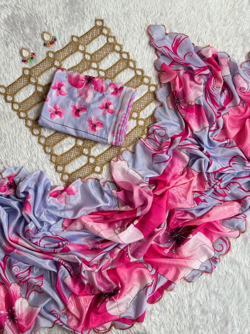 Big floral print saree