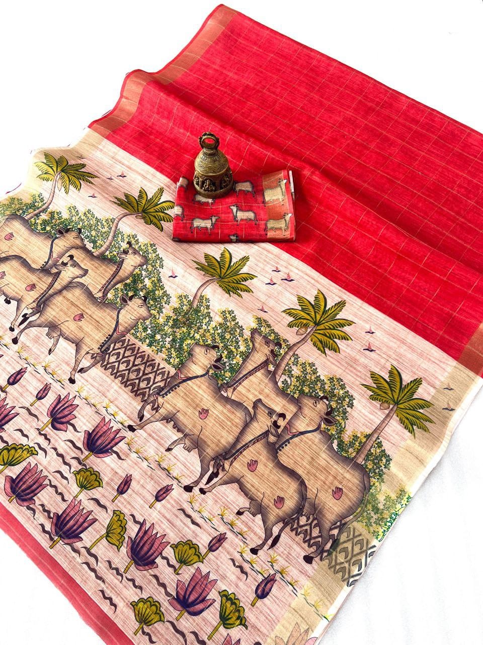 Linen Zari Weave Saree