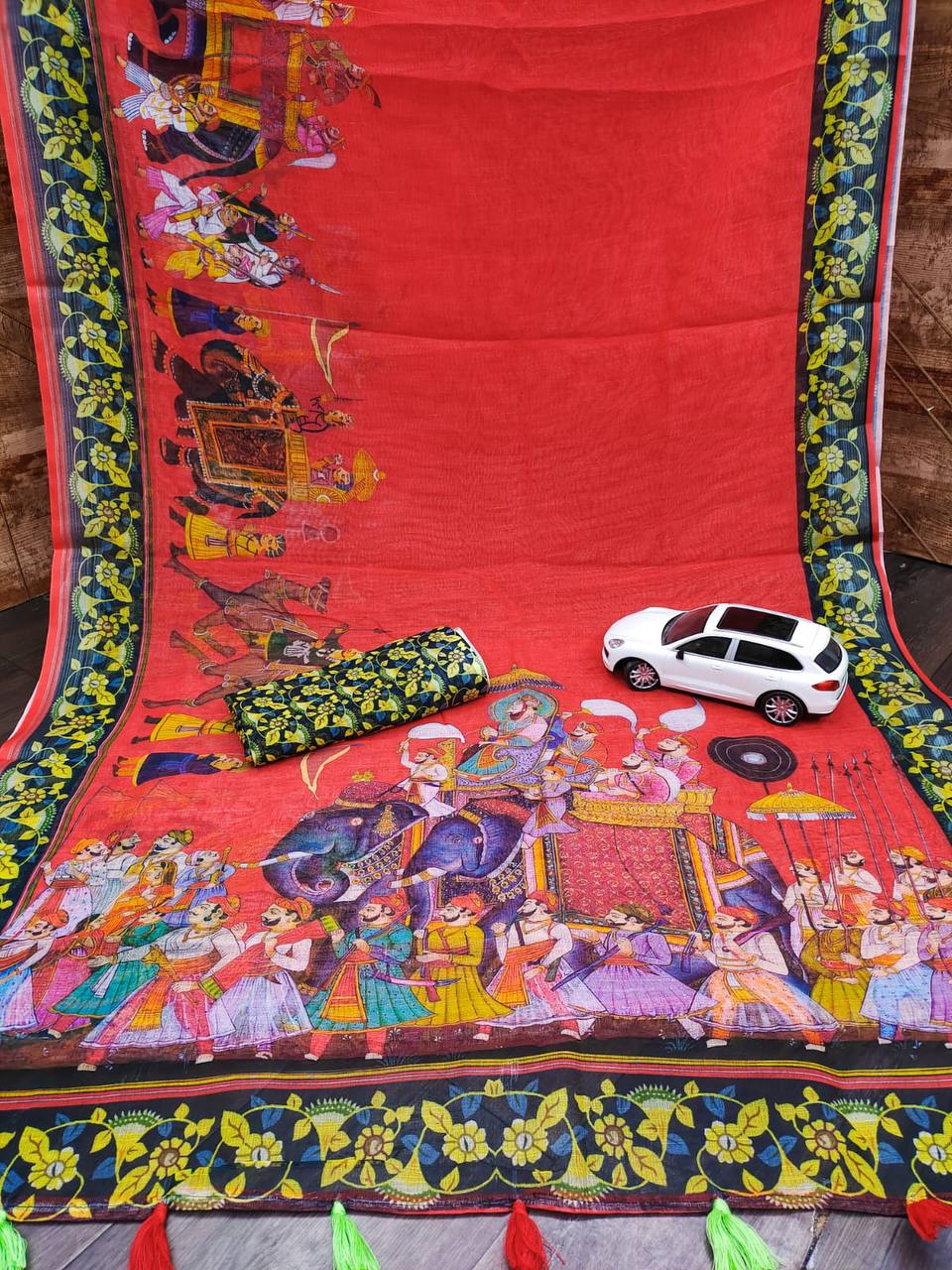 Linen Saree With Silver Zari Work