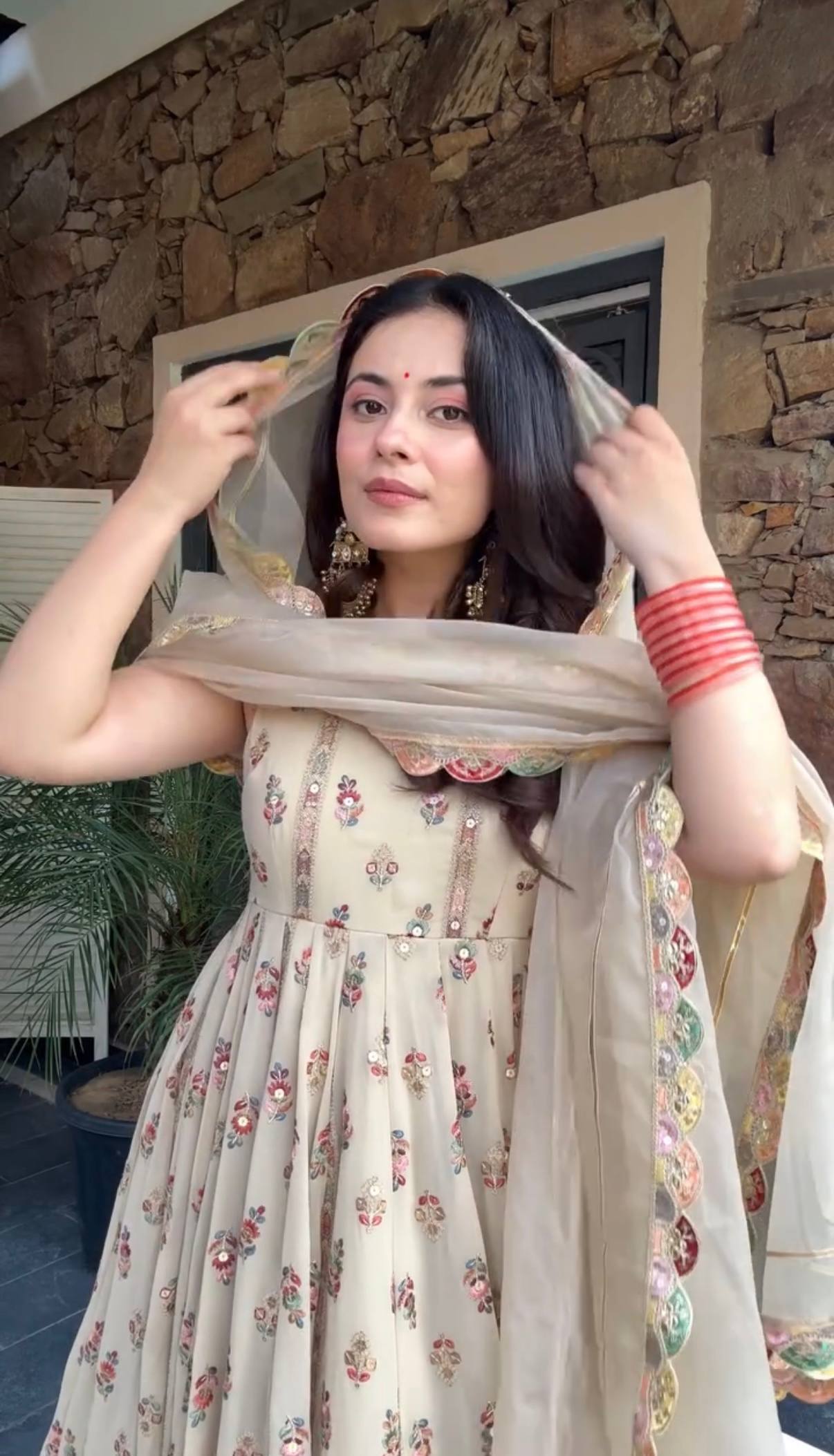 Premium Full Flair Gown & Dupatta Set with Heavy Embroidery on Shimmer Fabric