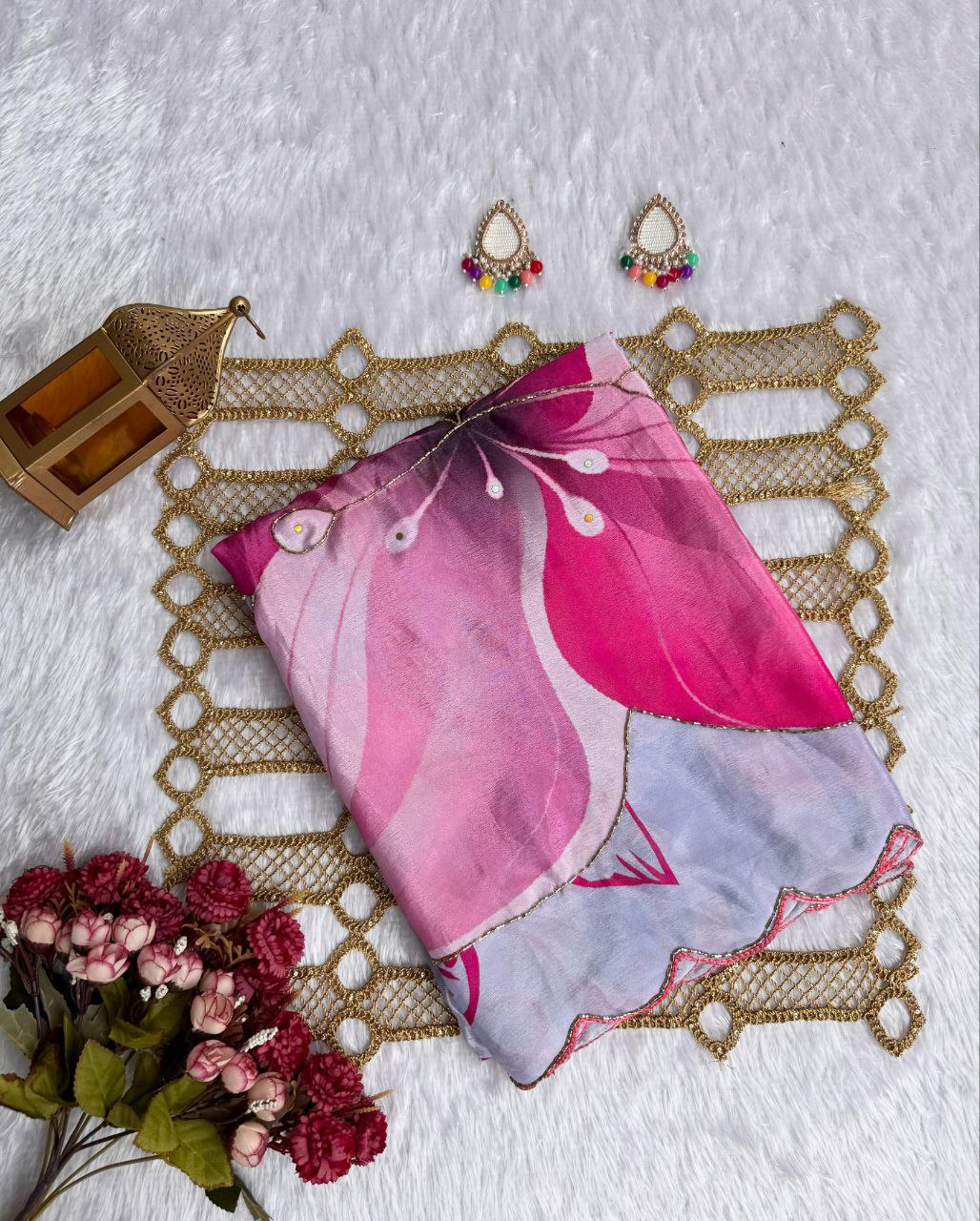 Big floral print saree