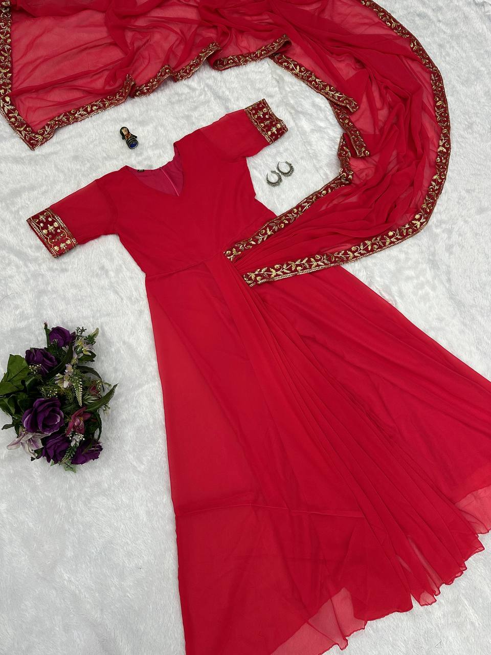 Ready-to-Wear Saree Gown with Embroidery & Dupatta – Elegant Party Look