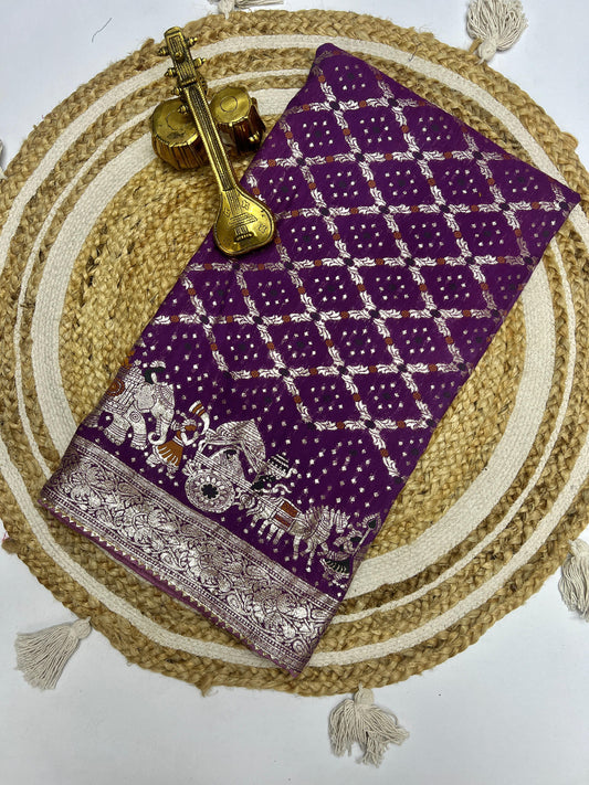 Meenakari work saree