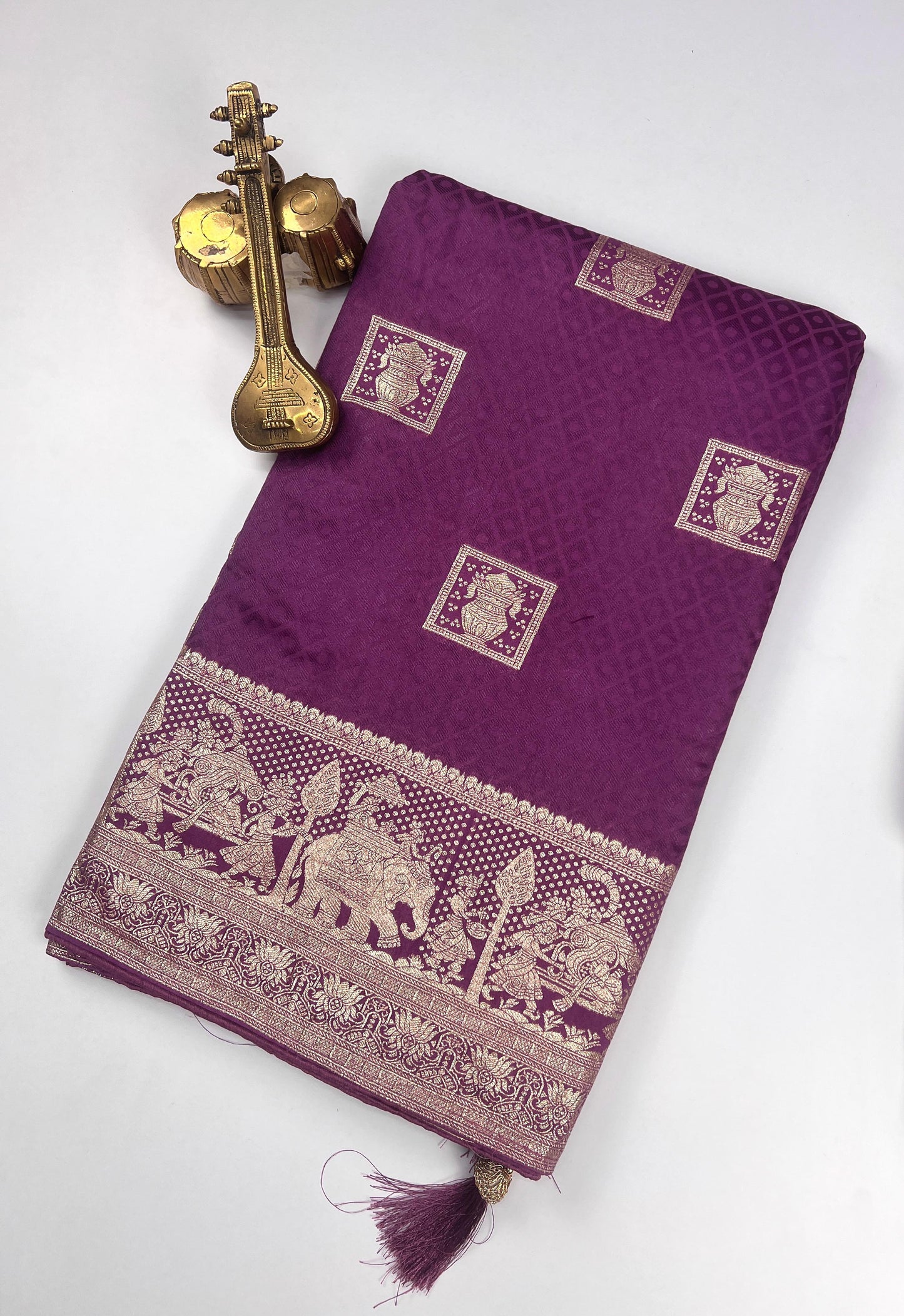 Satin Silk With Beautiful Zari Work