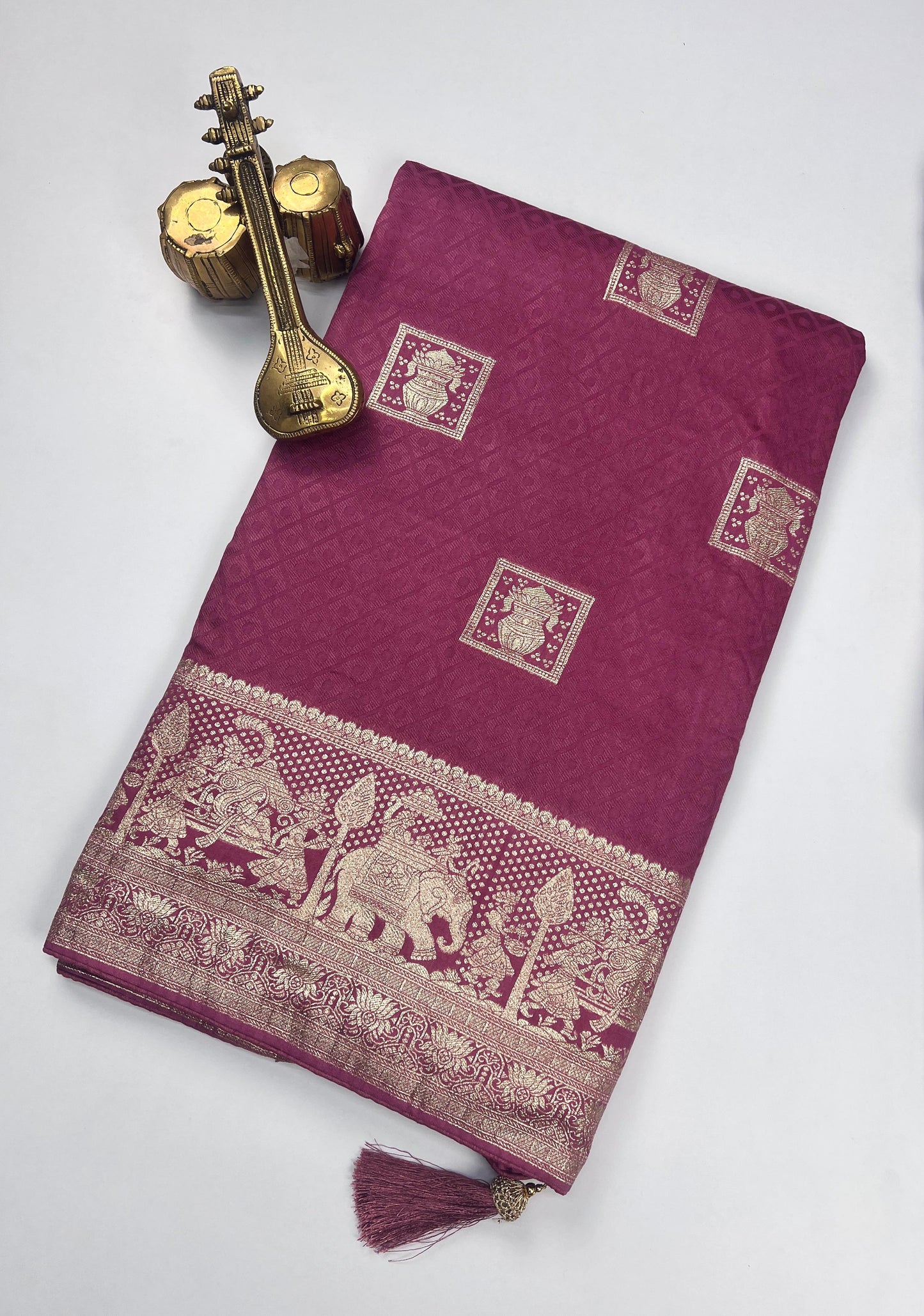 Satin Silk With Beautiful Zari Work