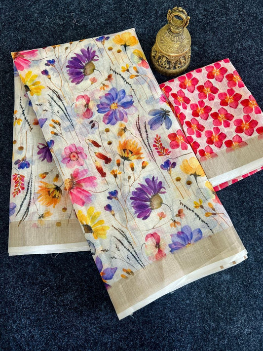 Zari Glow Linen Saree