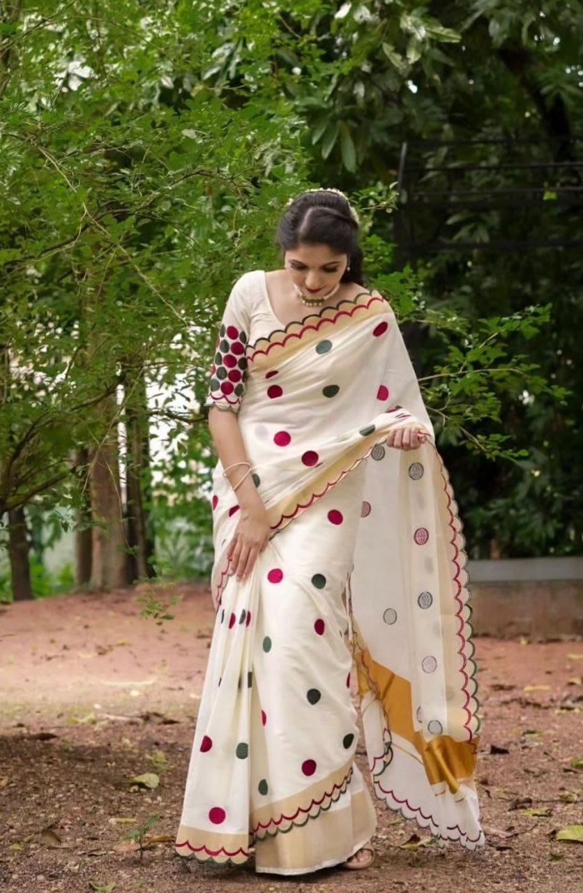 Gold Zari Linen Saree