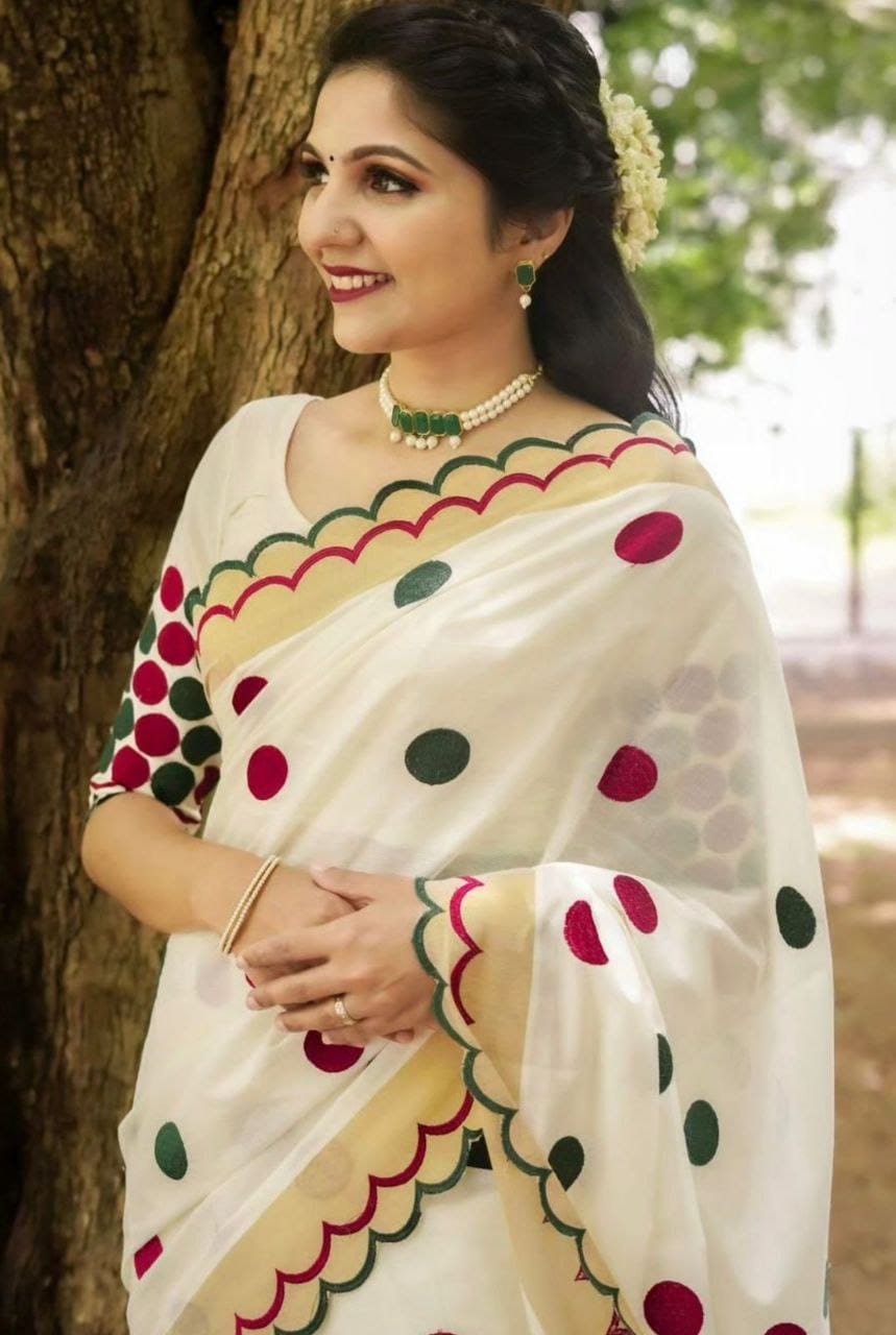 Gold Zari Linen Saree