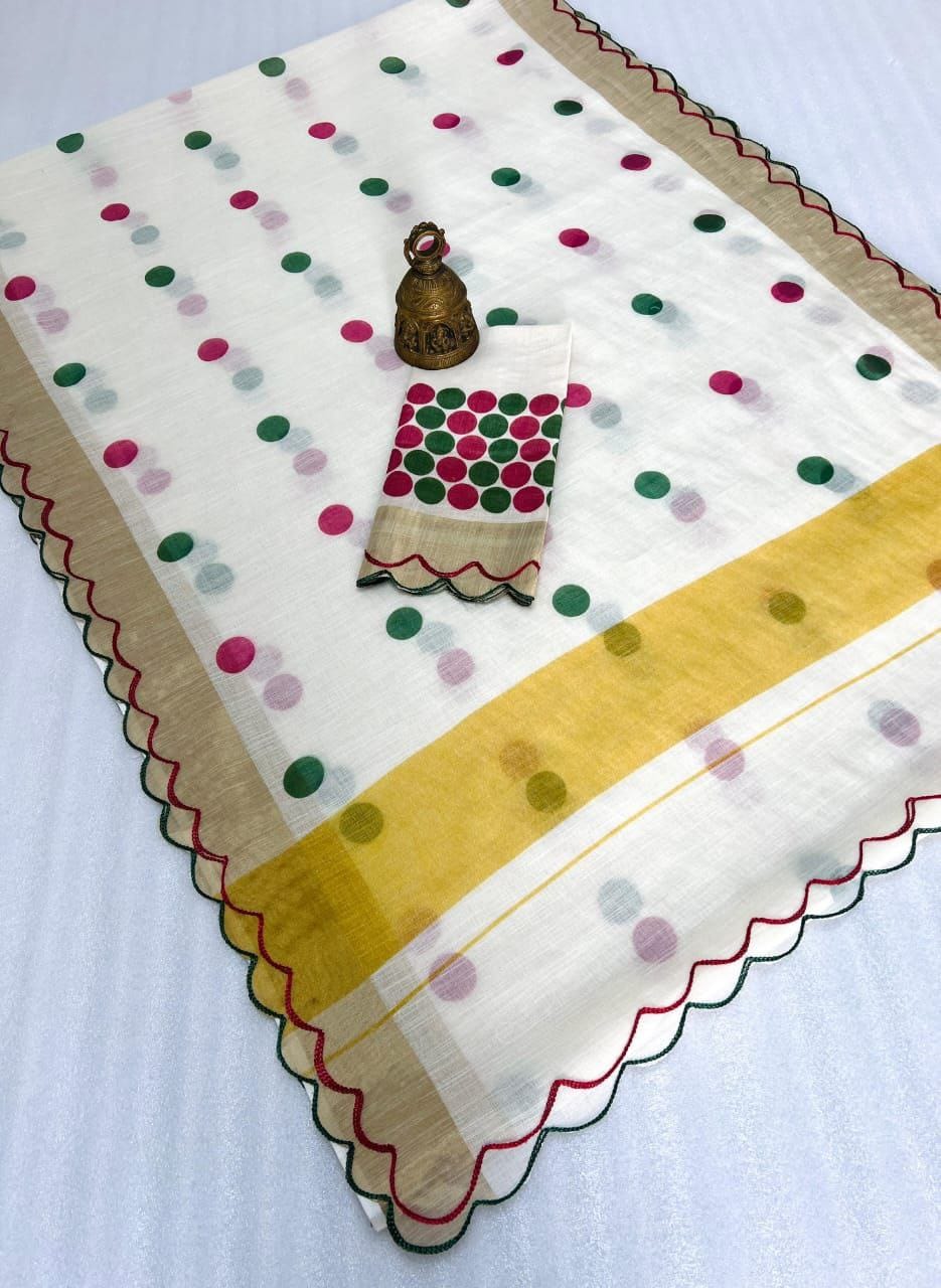 Gold Zari Linen Saree