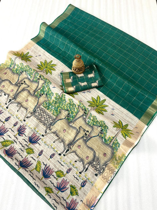 Linen Zari Weave Saree