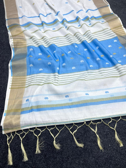 Elegant Linen Zari Saree