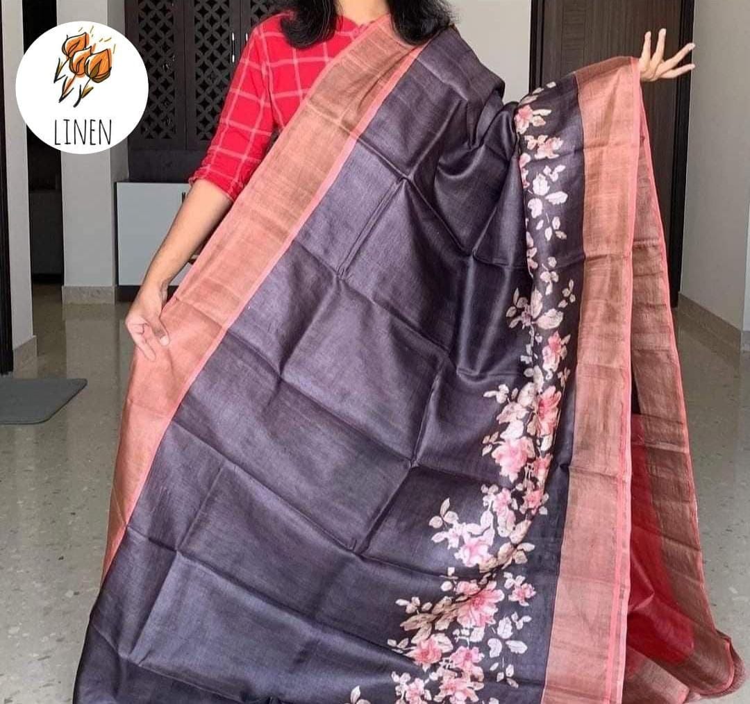 Linen With Gold Zari Work