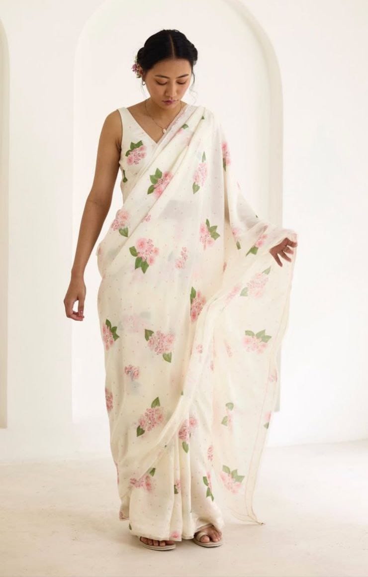 Linen Saree With Digital Print