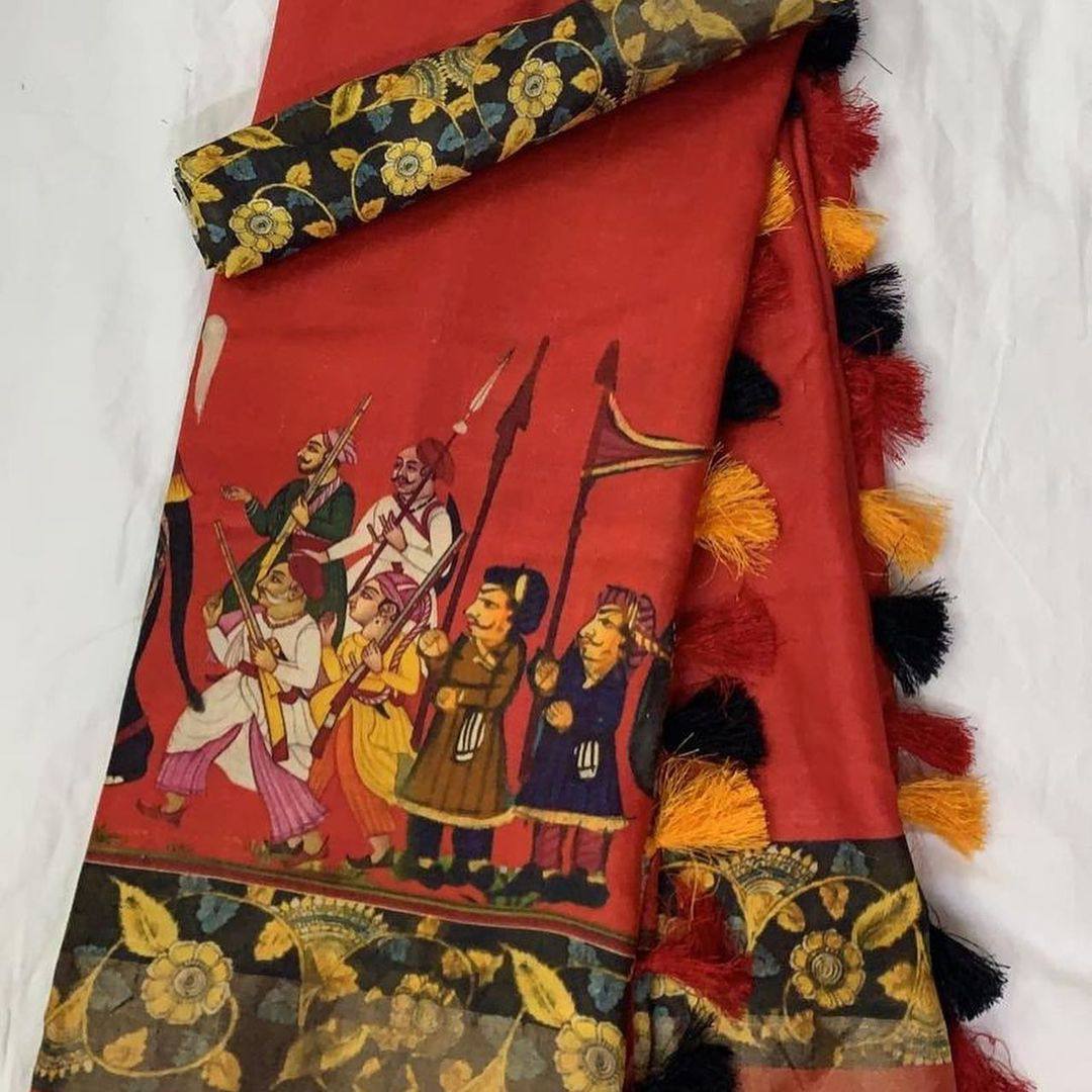 Linen Saree With Silver Zari Work