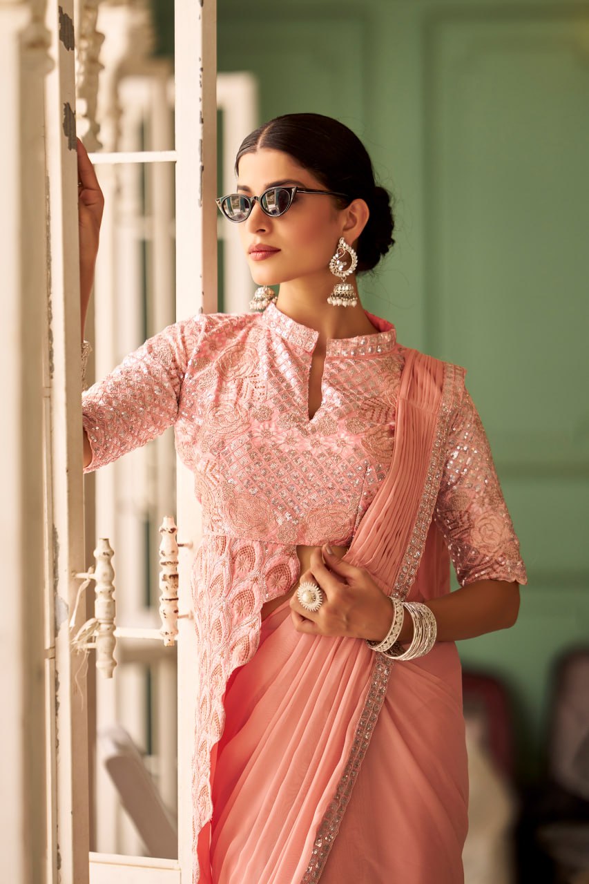 Royal Grace: Peacock Embroidered Blouse Set