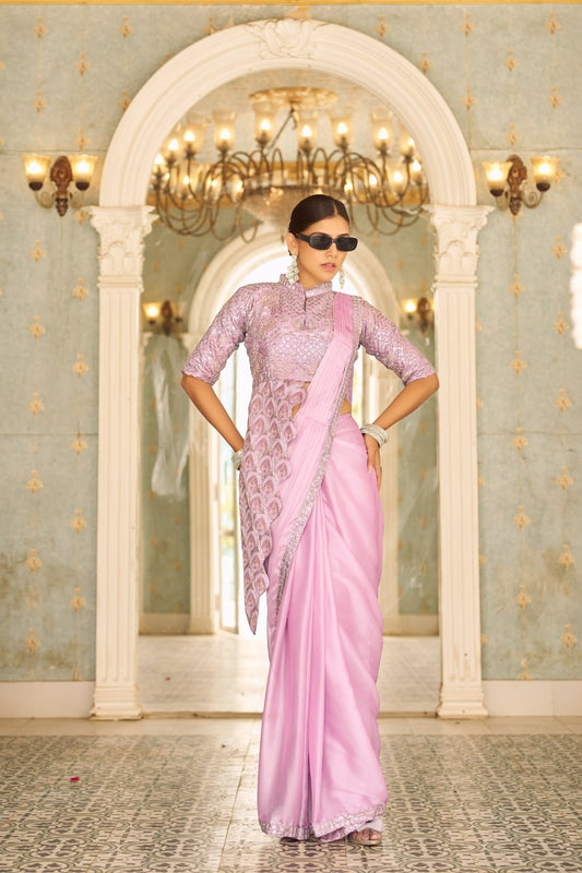 Royal Grace: Peacock Embroidered Blouse Set