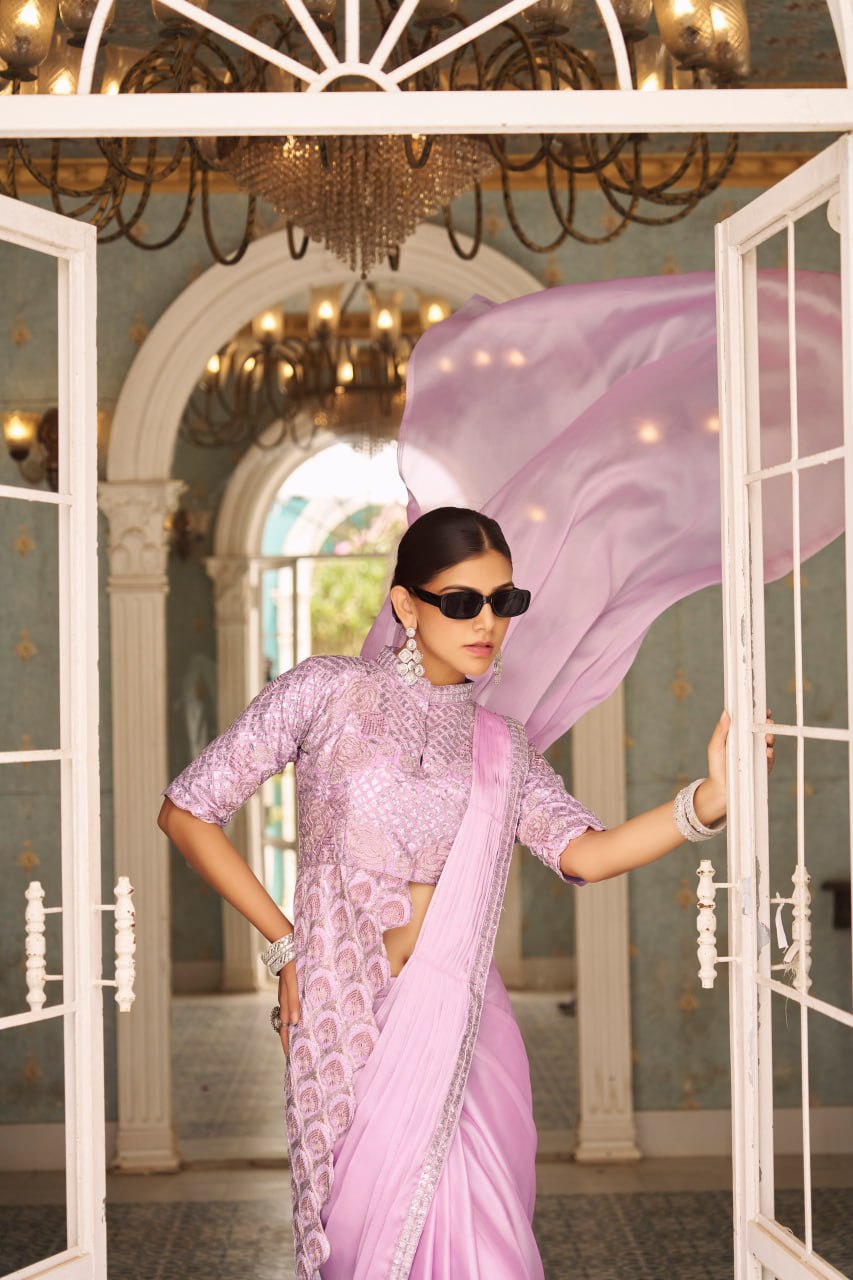 Royal Grace: Peacock Embroidered Blouse Set