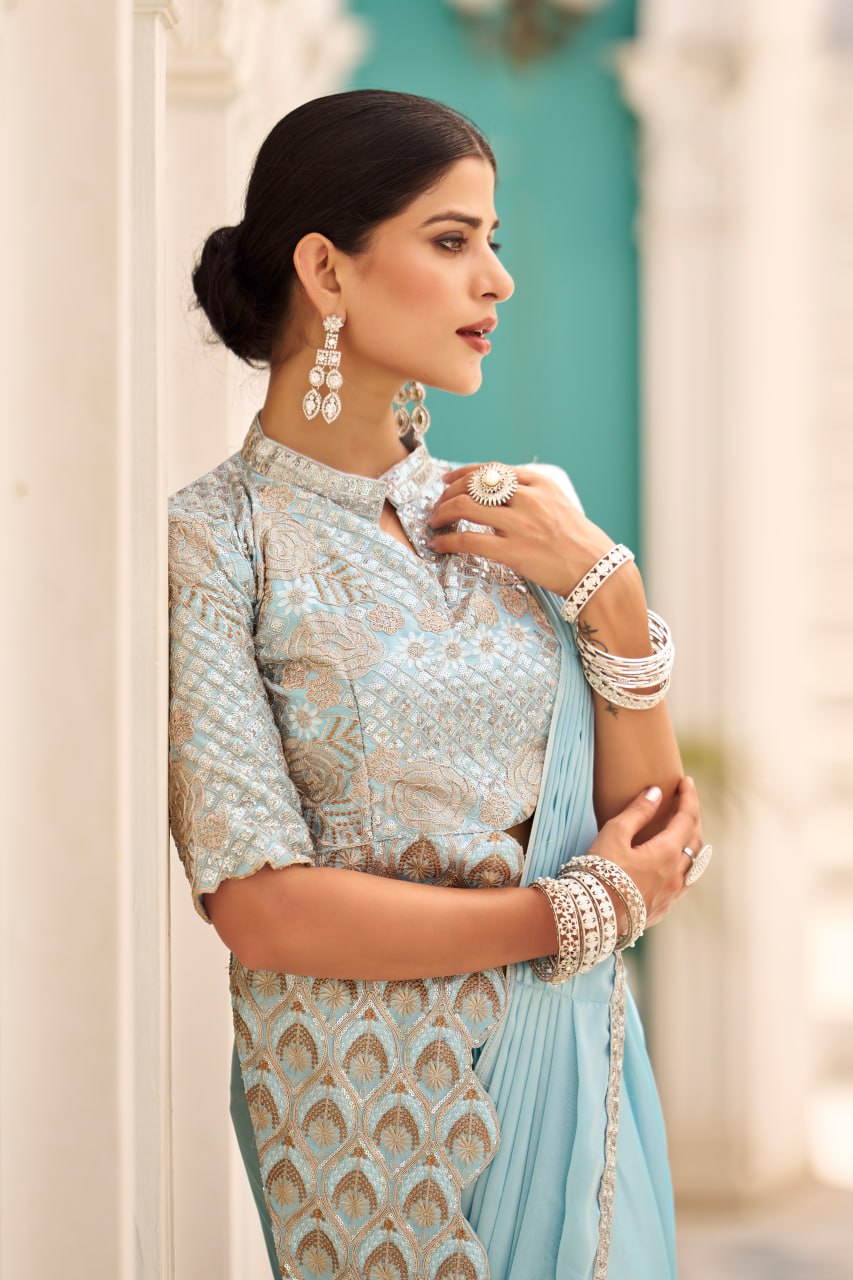 Royal Grace: Peacock Embroidered Blouse Set