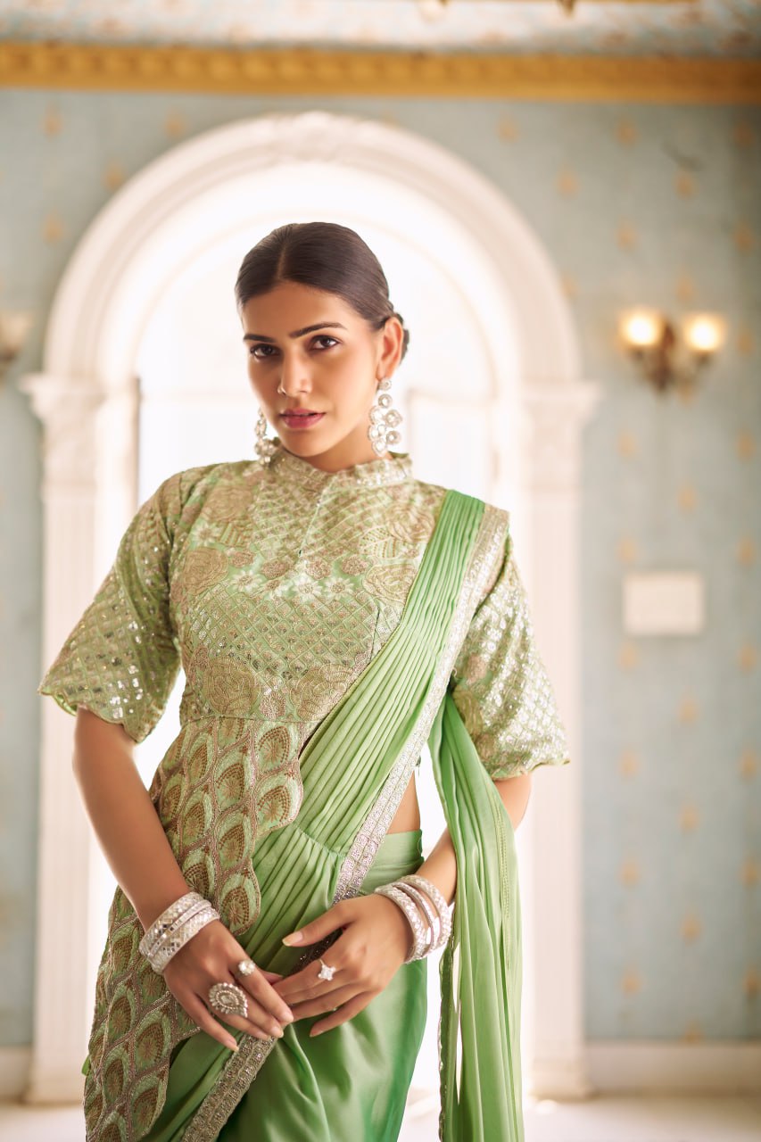 Royal Grace: Peacock Embroidered Blouse Set