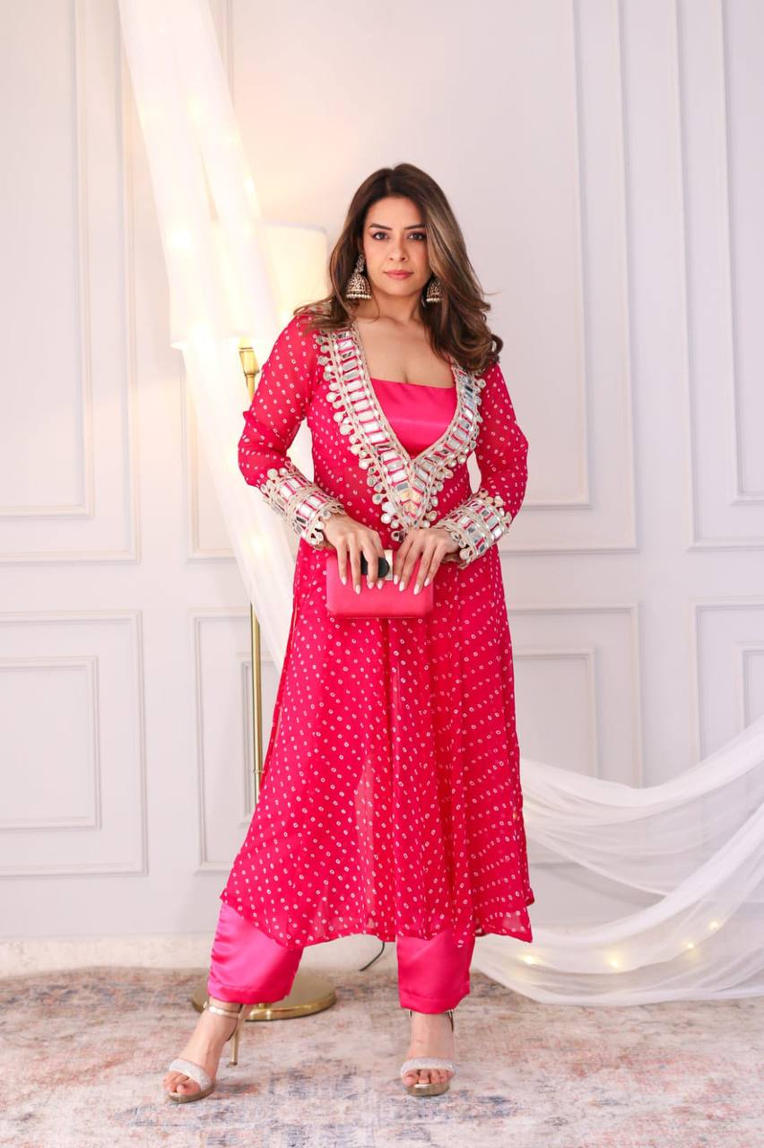 "Mirror Magic: Indo-Western 3-Piece Ensemble