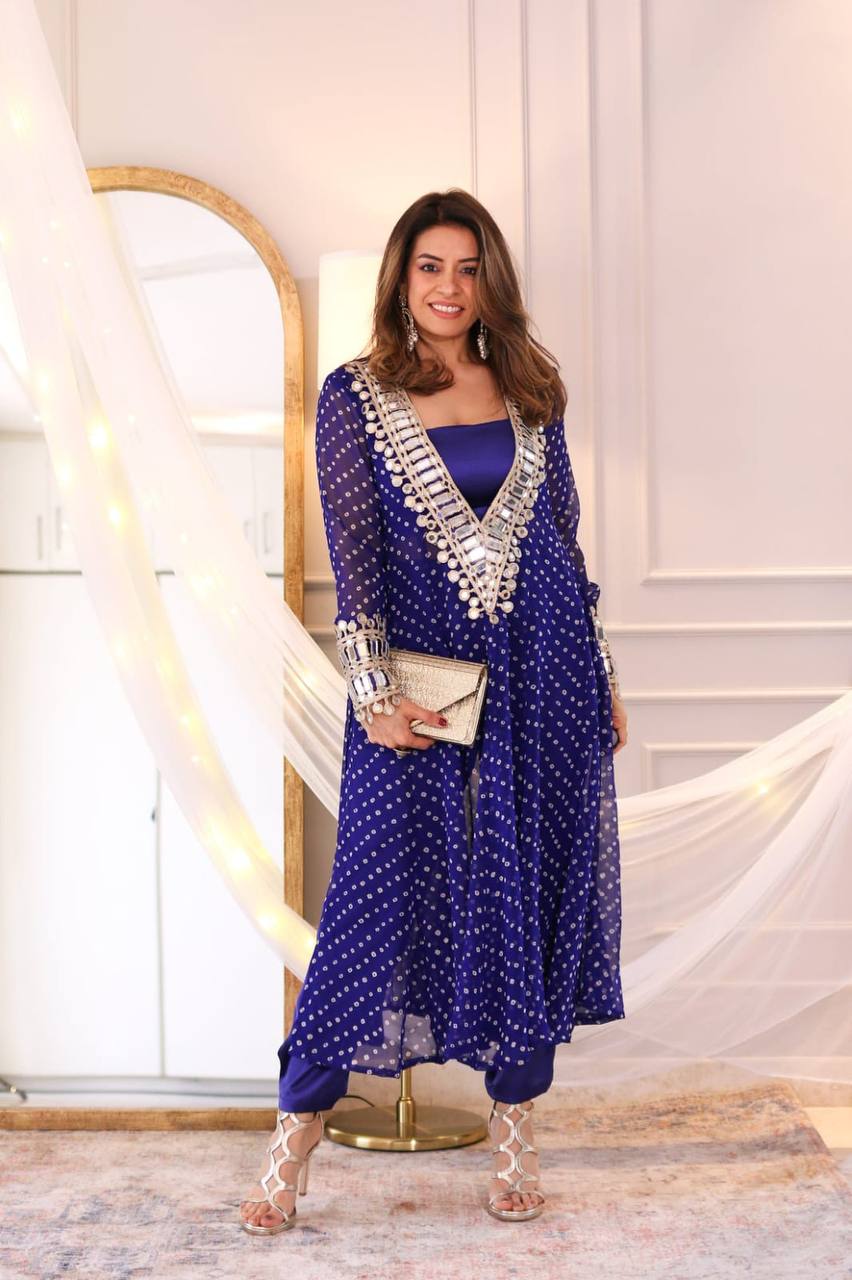 "Mirror Magic: Indo-Western 3-Piece Ensemble