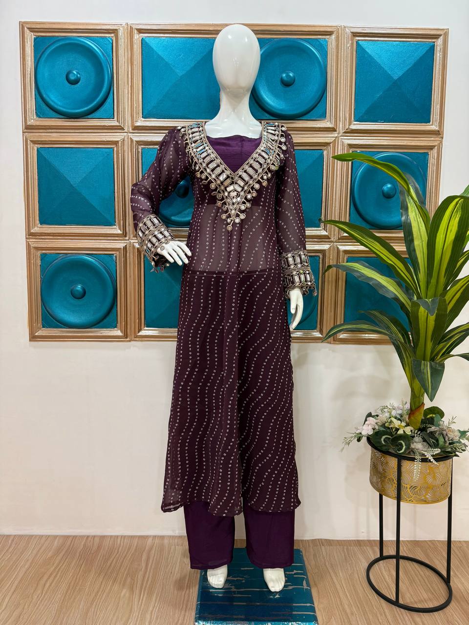 "Mirror Magic: Indo-Western 3-Piece Ensemble
