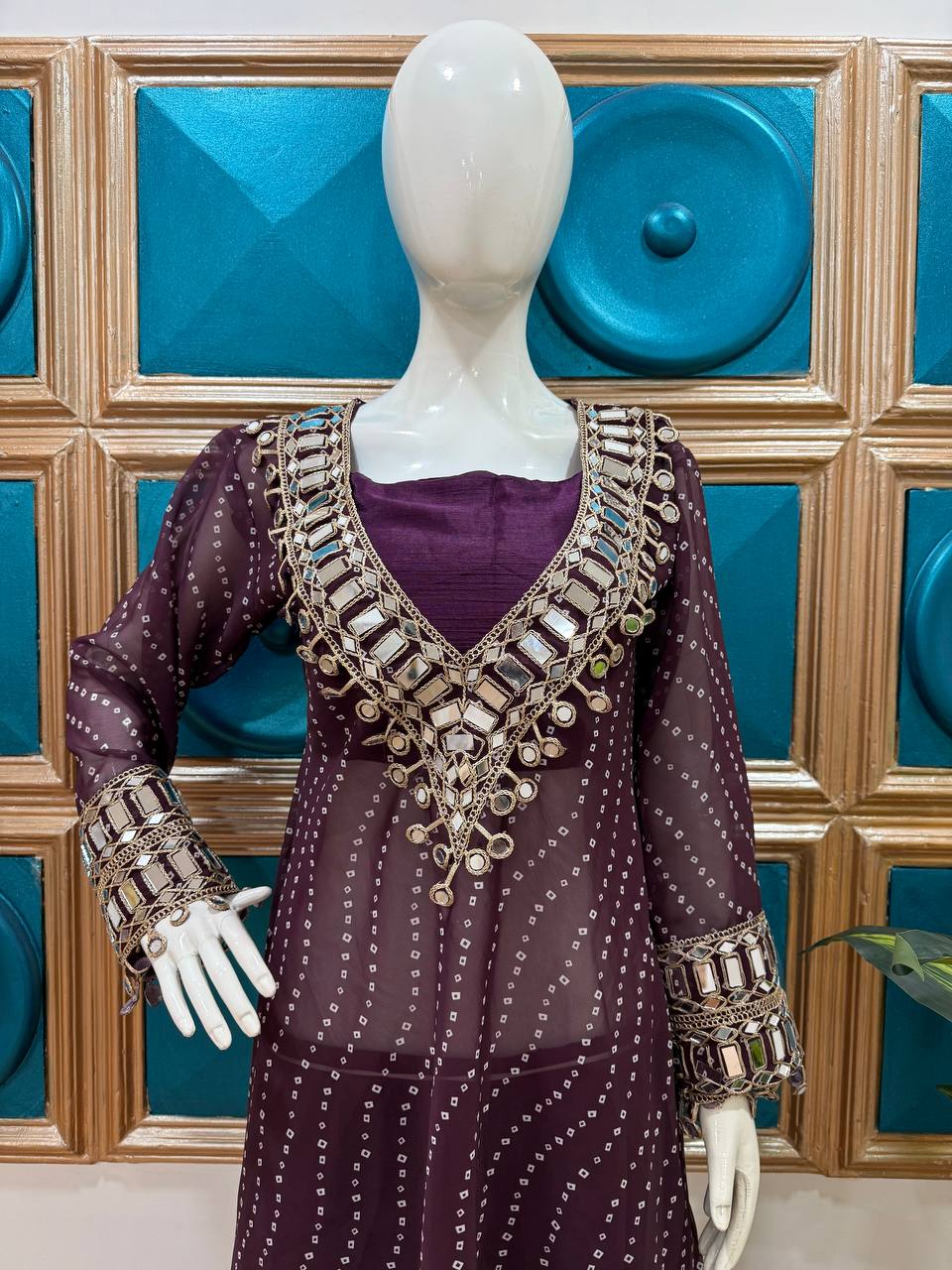 "Mirror Magic: Indo-Western 3-Piece Ensemble