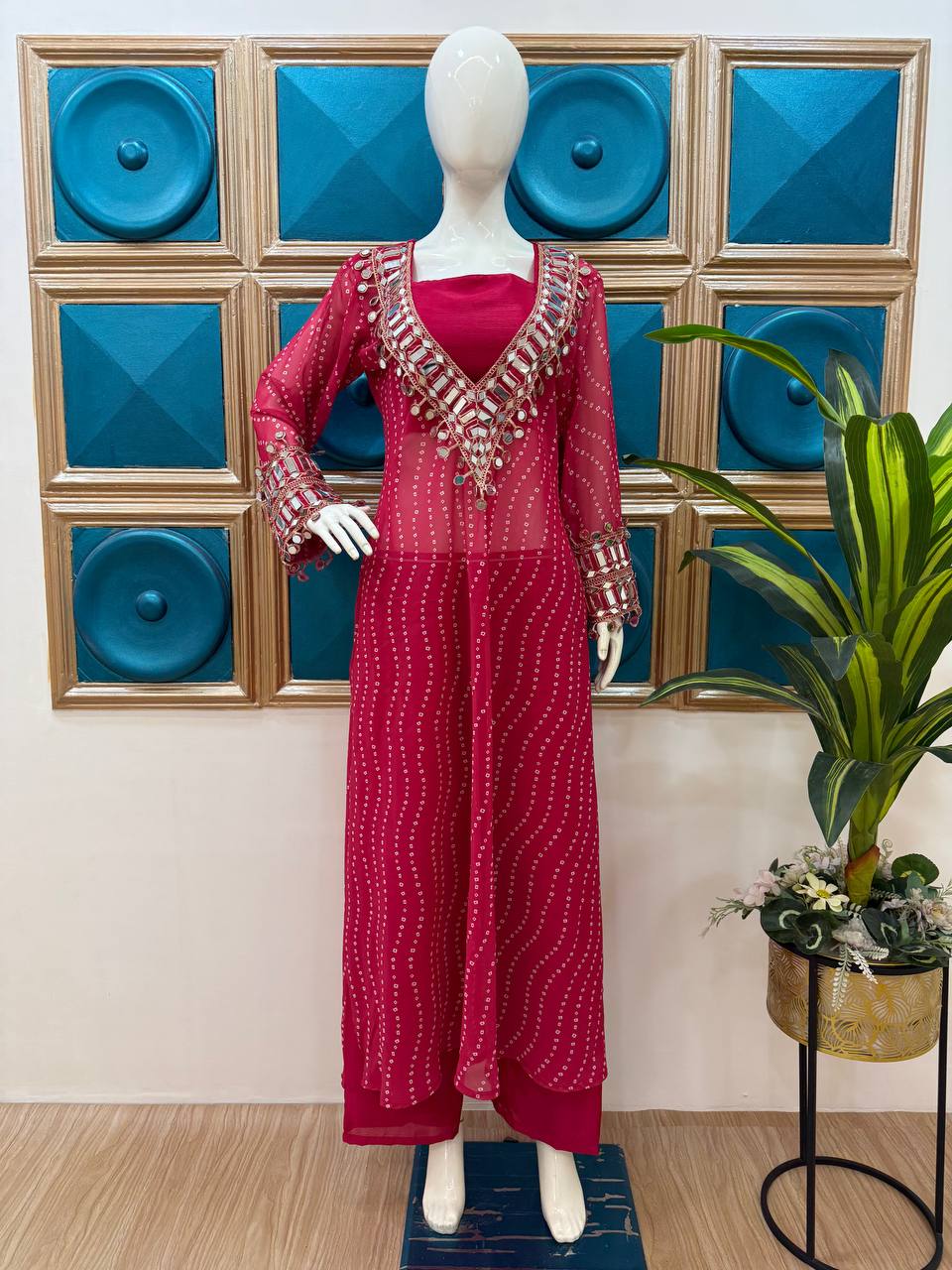 "Mirror Magic: Indo-Western 3-Piece Ensemble