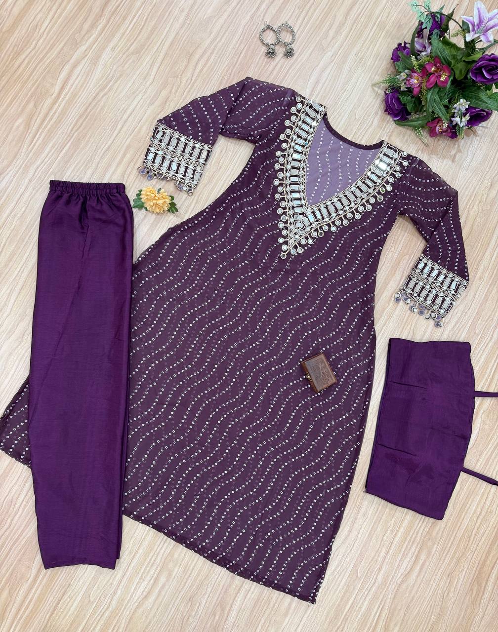 "Mirror Magic: Indo-Western 3-Piece Ensemble