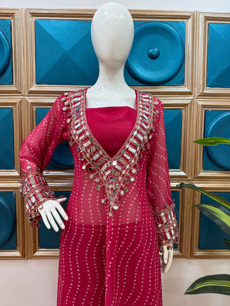 "Mirror Magic: Indo-Western 3-Piece Ensemble