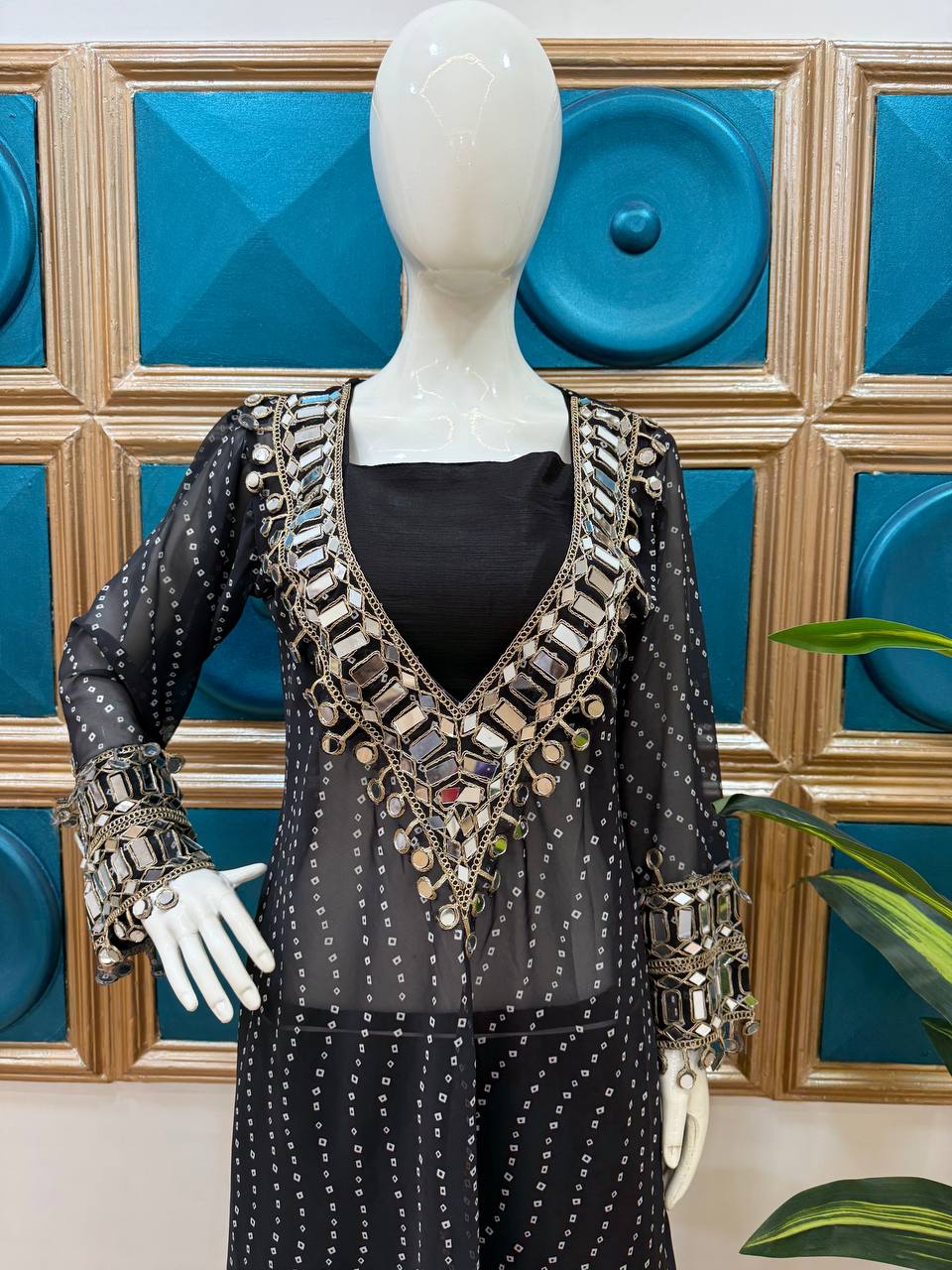 "Mirror Magic: Indo-Western 3-Piece Ensemble