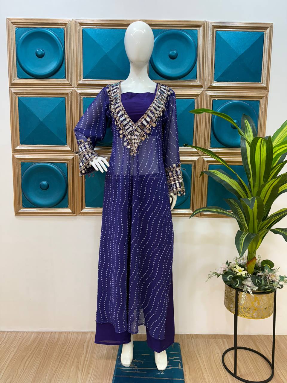 "Mirror Magic: Indo-Western 3-Piece Ensemble