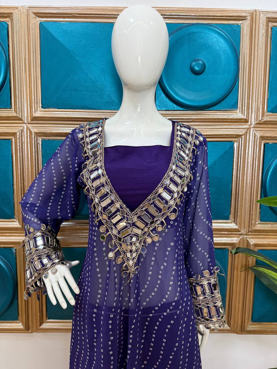 "Mirror Magic: Indo-Western 3-Piece Ensemble