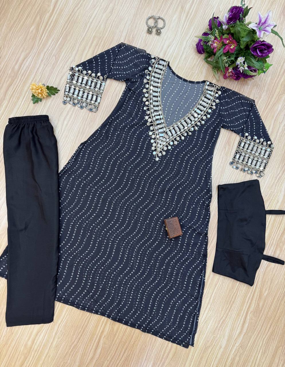 "Mirror Magic: Indo-Western 3-Piece Ensemble