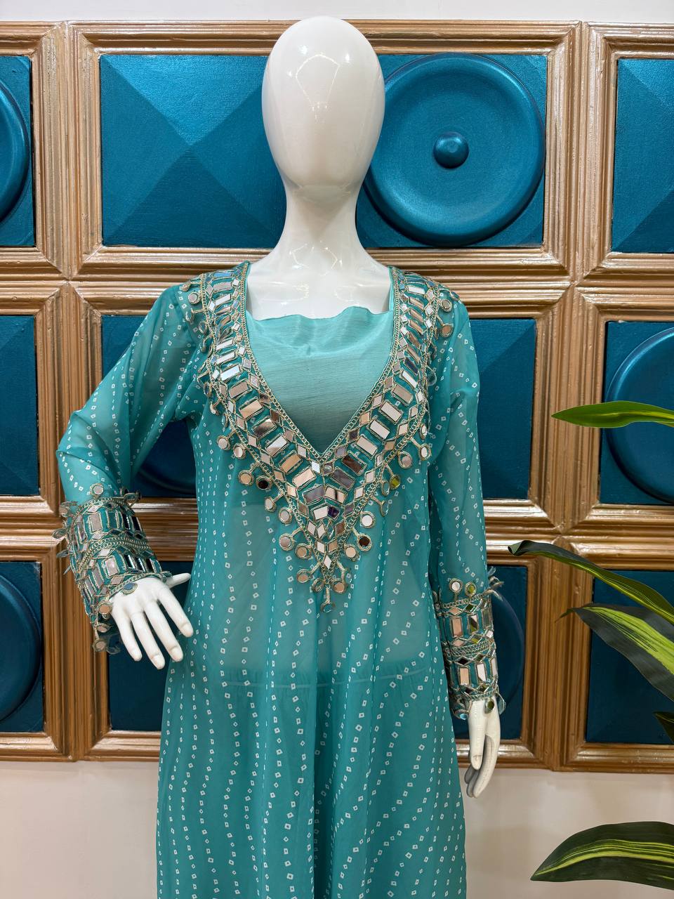 "Mirror Magic: Indo-Western 3-Piece Ensemble