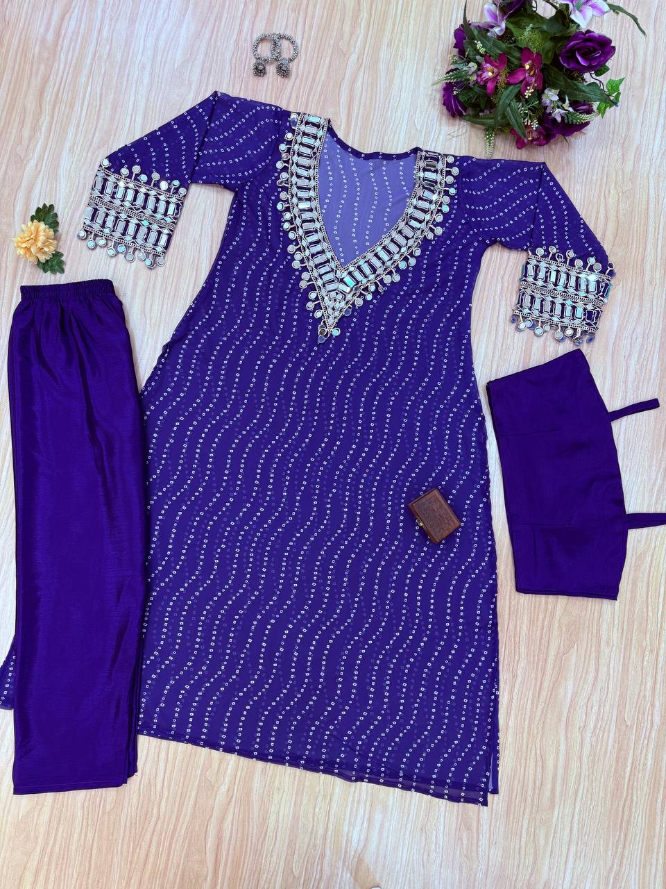 "Mirror Magic: Indo-Western 3-Piece Ensemble