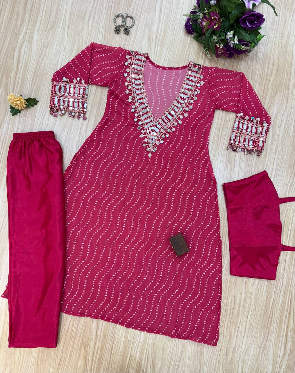"Mirror Magic: Indo-Western 3-Piece Ensemble