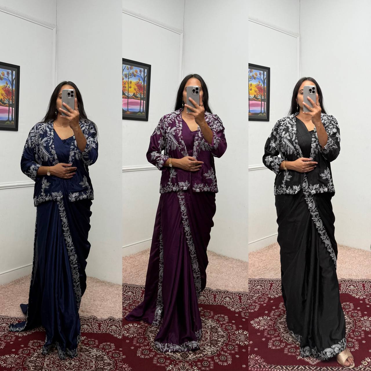 Heavy Work Readymade Saree with Waist Belt &amp; Koti