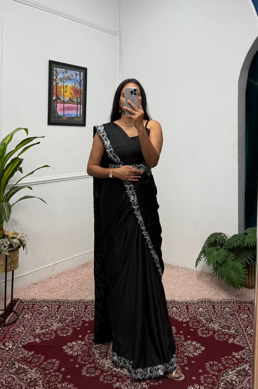 Heavy Work Readymade Saree with Waist Belt &amp; Koti
