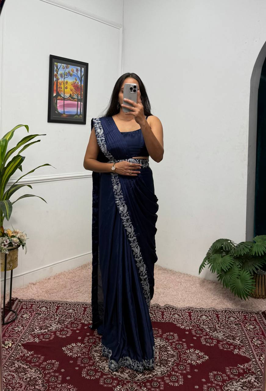 Heavy Work Readymade Saree with Waist Belt &amp; Koti