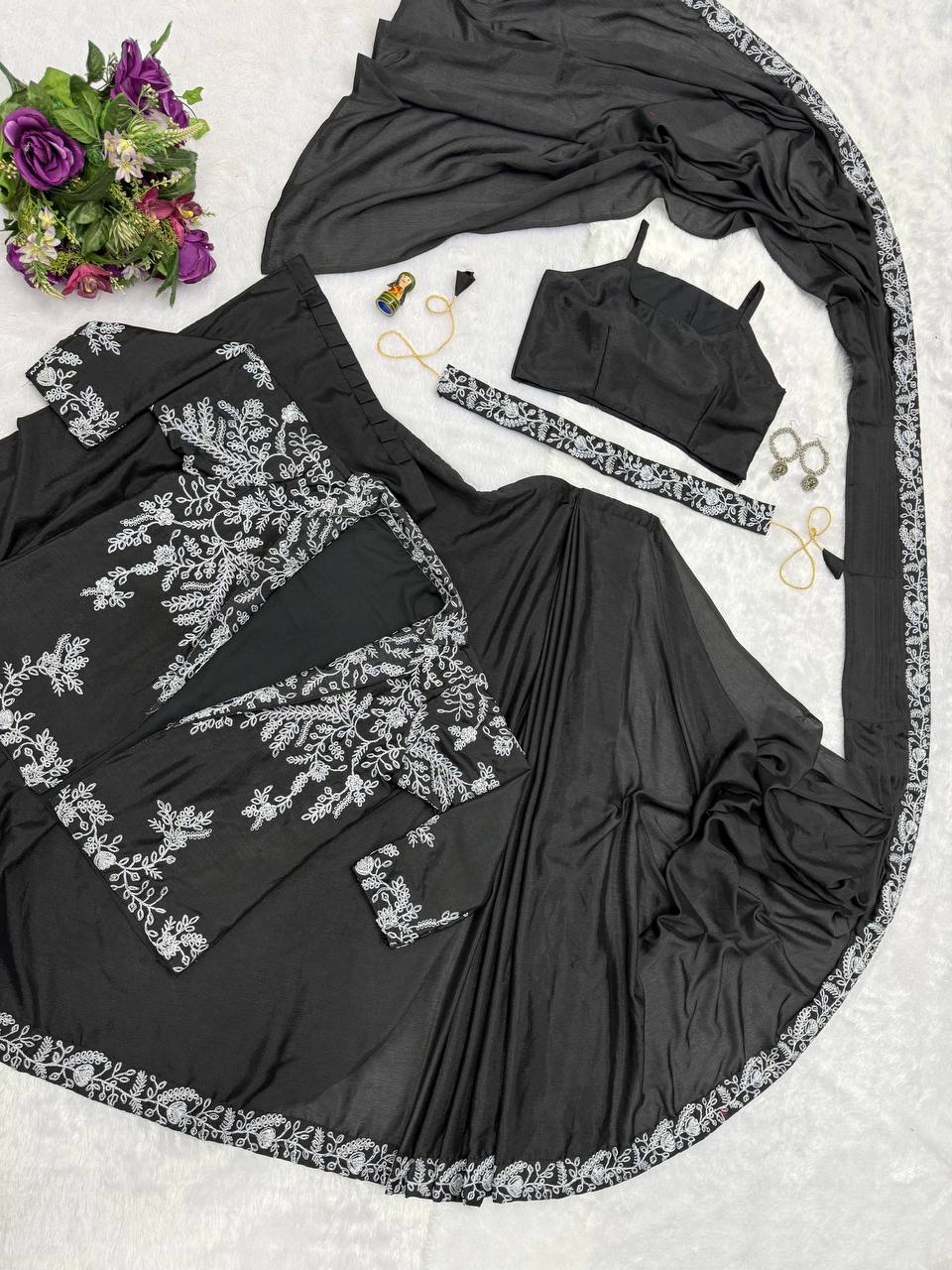Heavy Work Readymade Saree with Waist Belt &amp; Koti