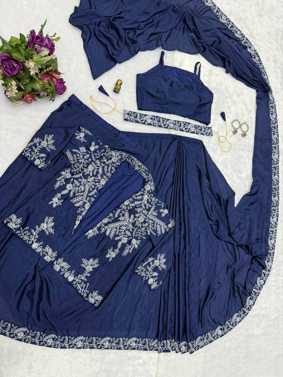 Heavy Work Readymade Saree with Waist Belt &amp; Koti
