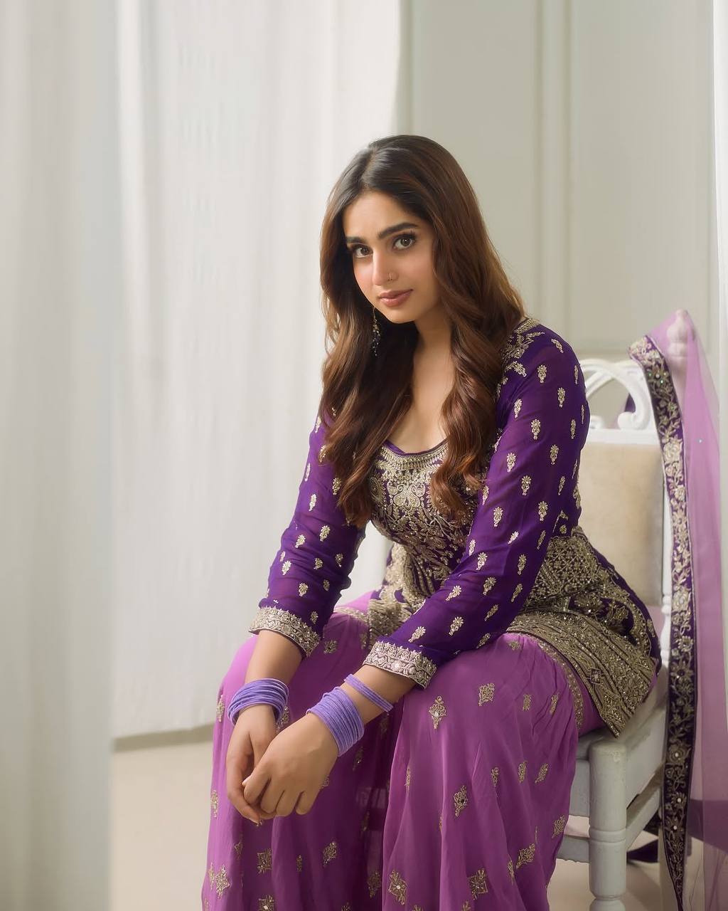 Lavender & Purple Heavy Embroidered Georgette Sharara Suit with Dupatta | Festival Special Three-Piece Set