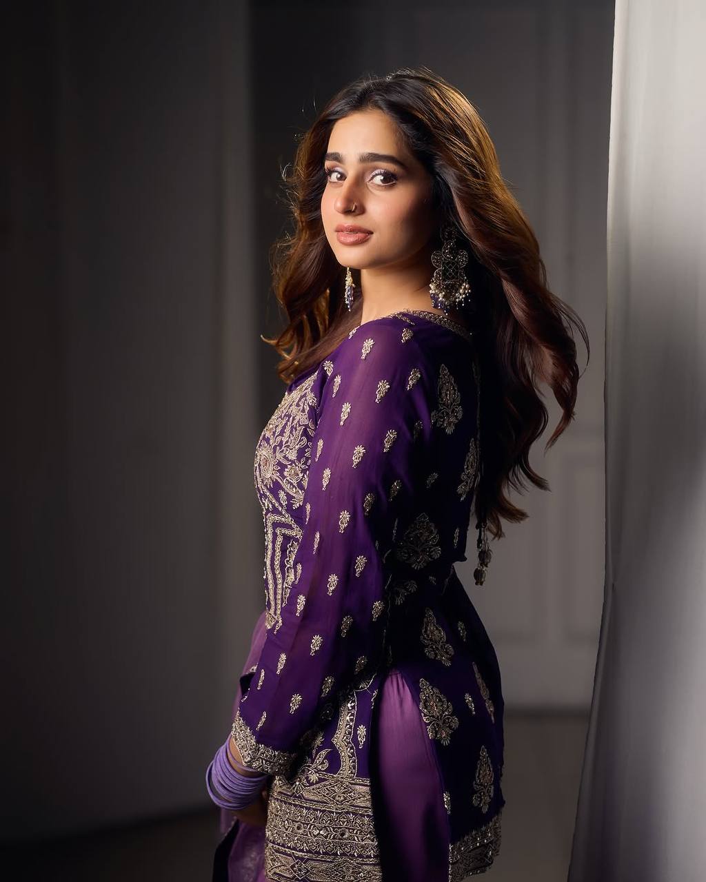 Lavender & Purple Heavy Embroidered Georgette Sharara Suit with Dupatta | Festival Special Three-Piece Set
