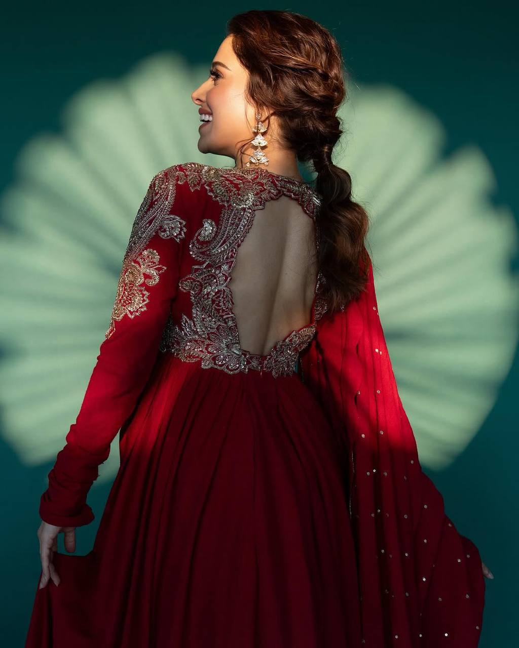 Trending Chinon Gown with Heavy Embroidered Neck &amp; Dupatta