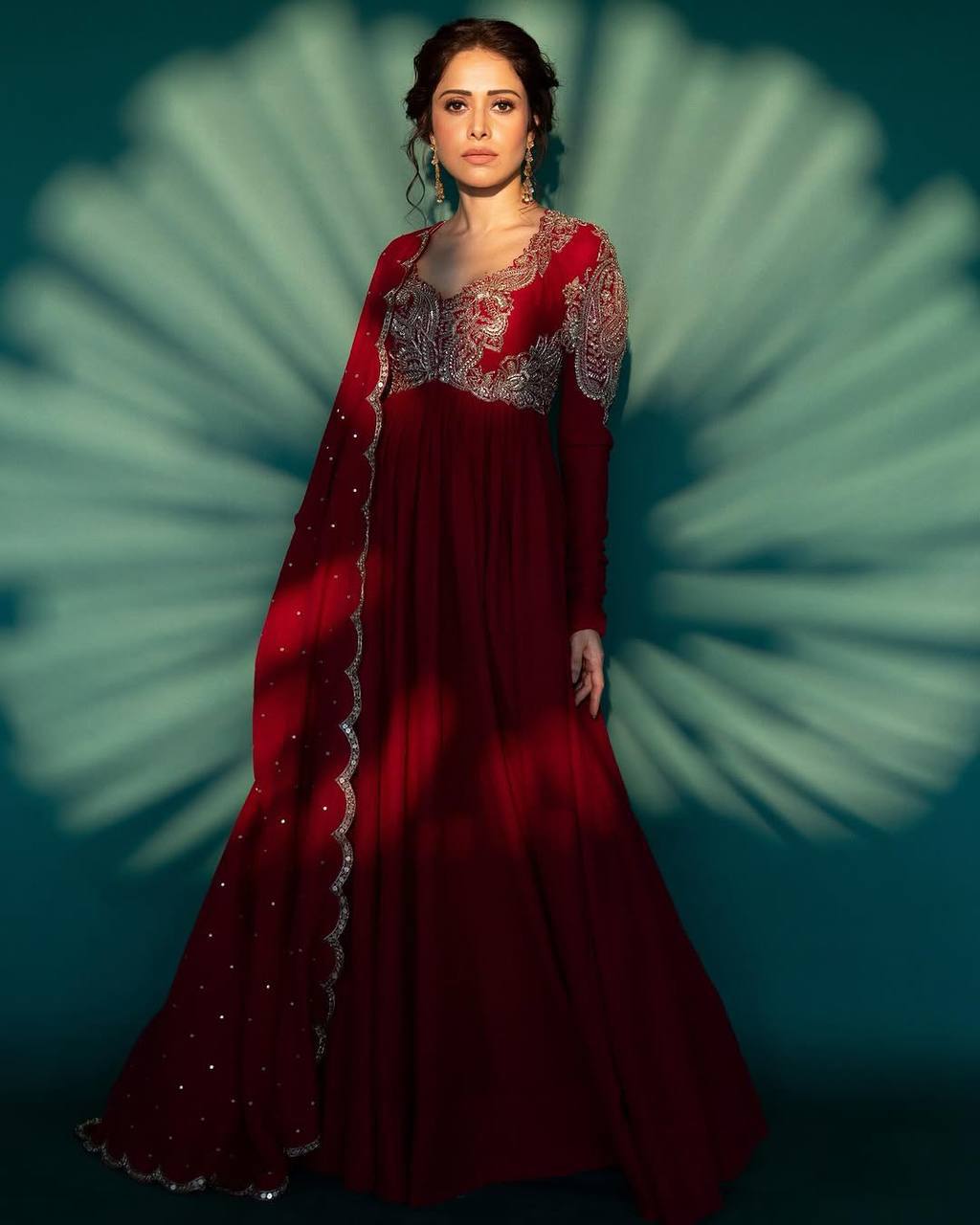 Trending Chinon Gown with Heavy Embroidered Neck &amp; Dupatta