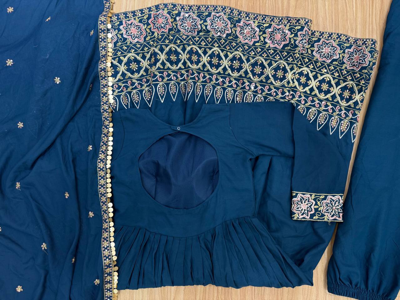 Trending Rayon Gown Set with Embroidered Daman &amp; Dupatta