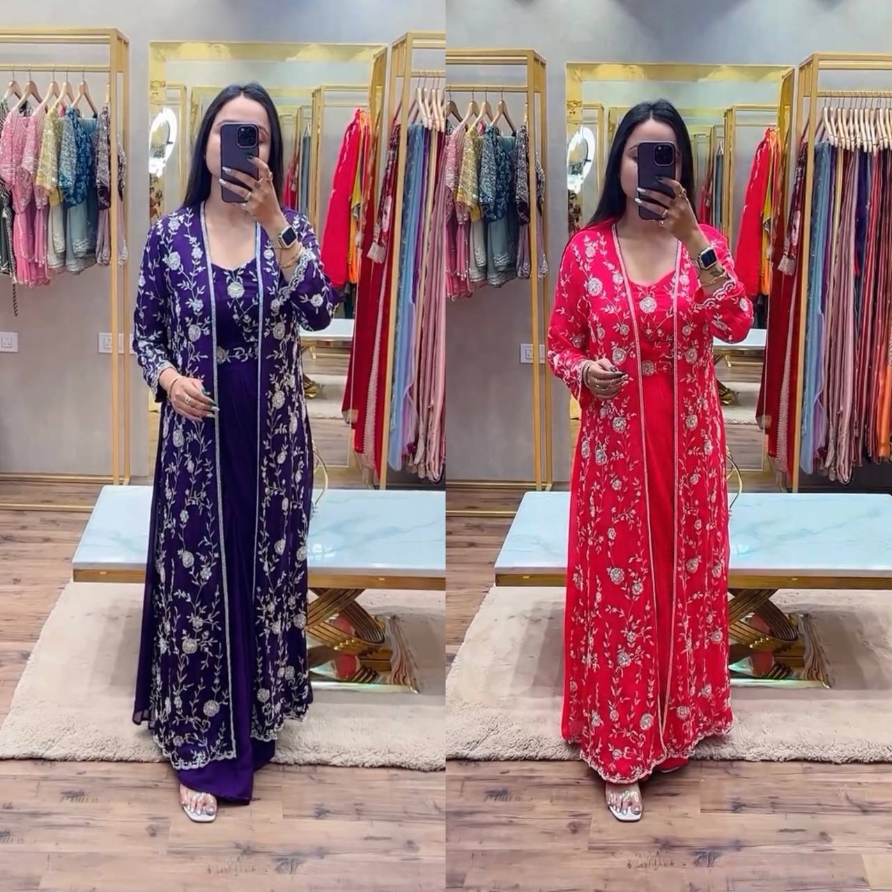 Trending Embroidered Koti Saree Set – Ready-to-Wear Elegance
