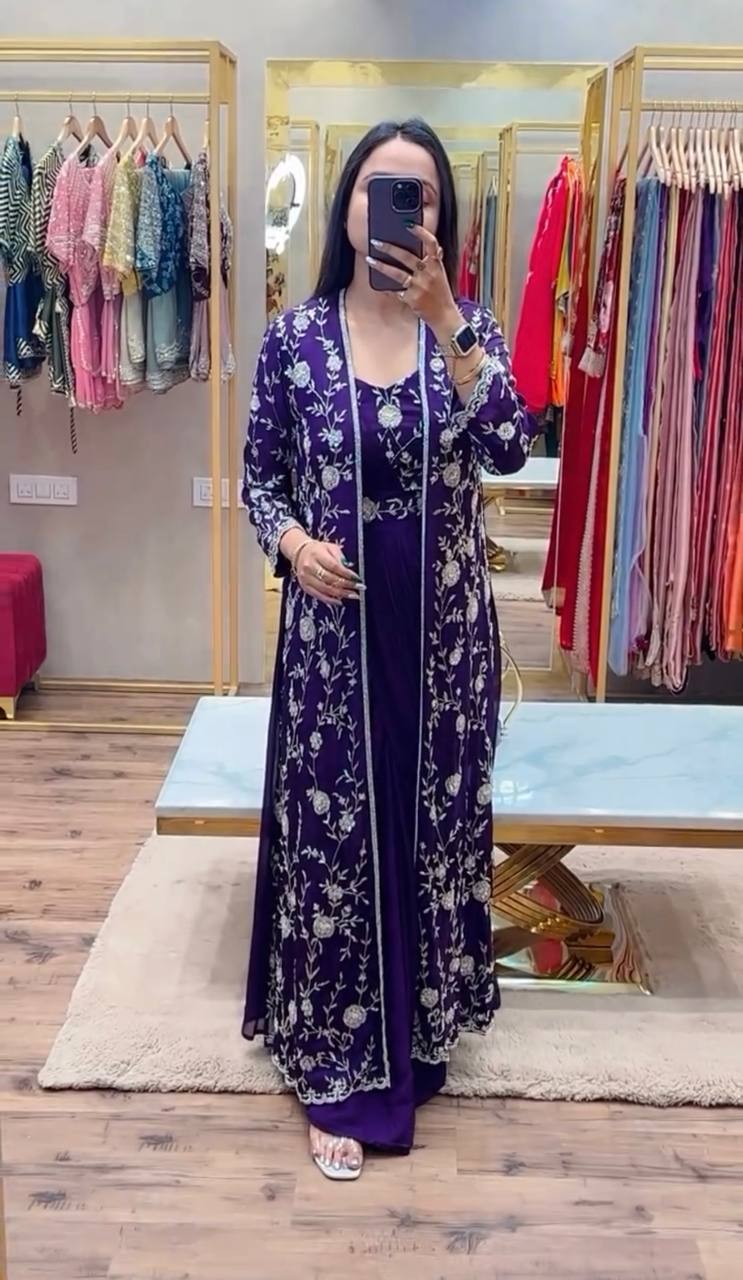 Trending Embroidered Koti Saree Set – Ready-to-Wear Elegance