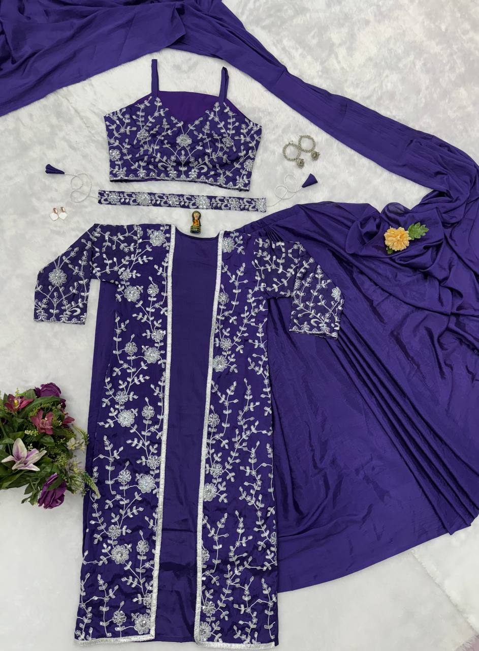 Trending Embroidered Koti Saree Set – Ready-to-Wear Elegance
